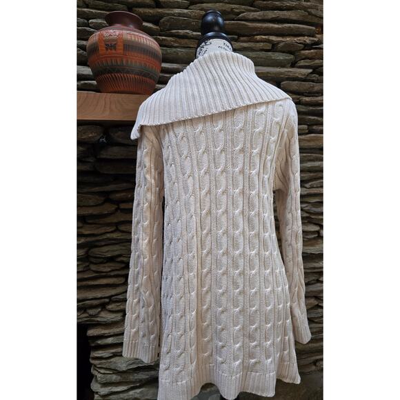 Large Jeanne Pierre Cream Cable Knit Sweater - Picture 2 of 3